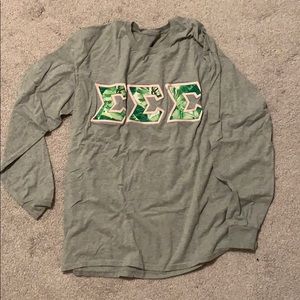 Long Sleeve stitches letters worn twice Tri Sigma